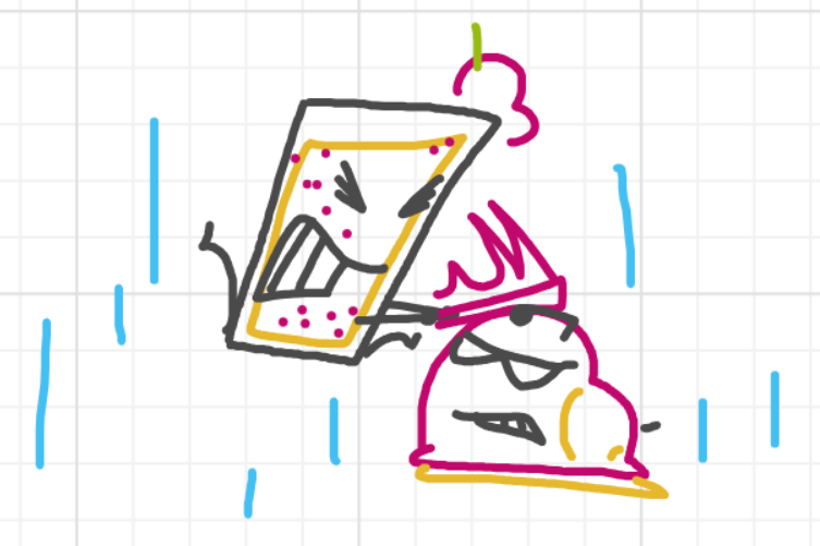 A panel from Running Duos, episode four of the Board Boards object show by Furretwalk/WalkingFurret.